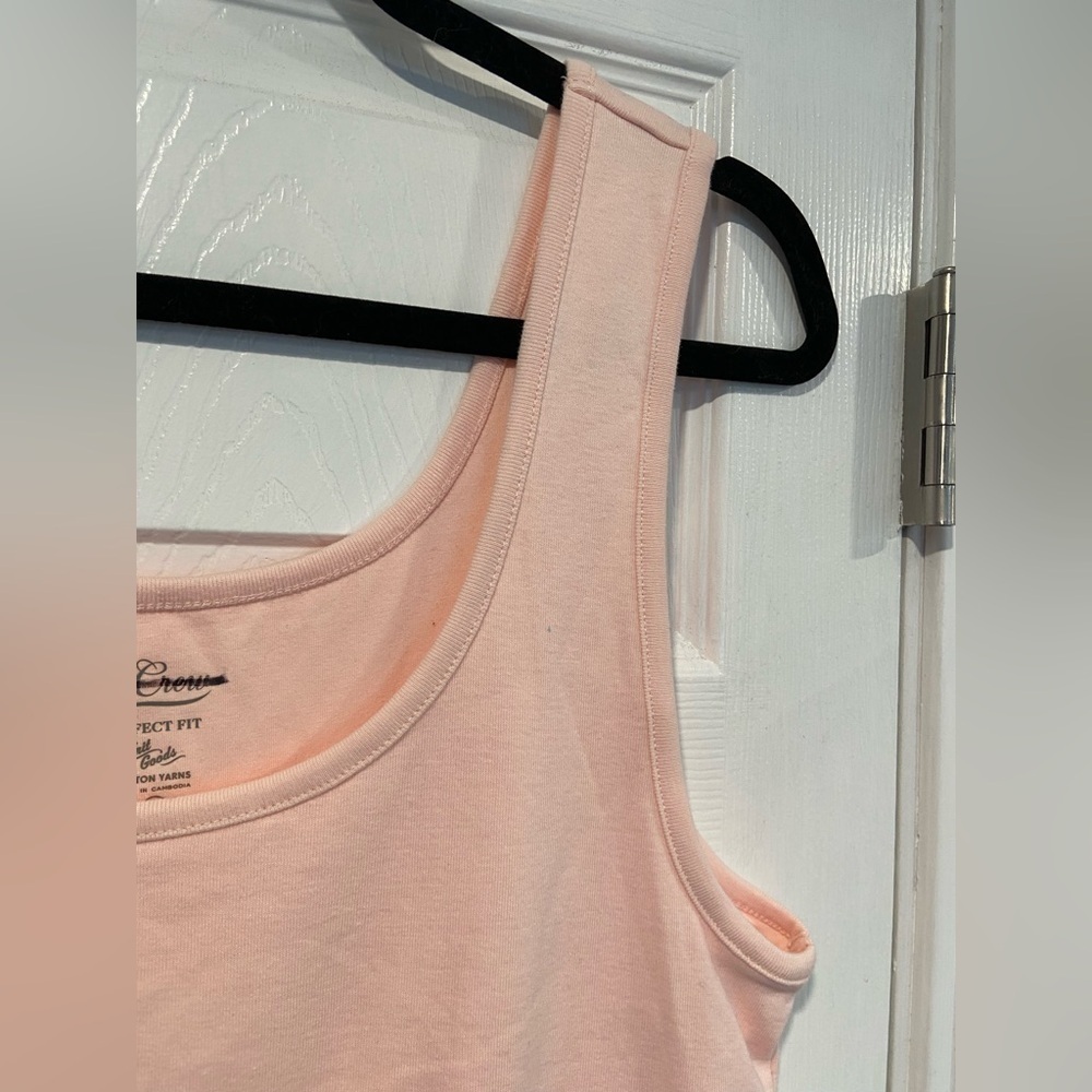 NWOT J. Crew Perfect Fit Size XXL Pink Scoop Neck Cotton Tank Top Stretch Lined - Picture 3 of 11